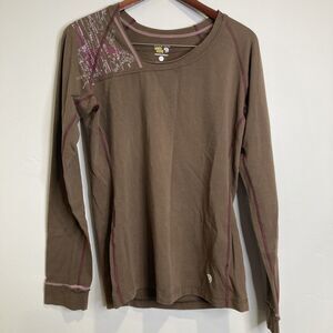 Mountain Hardwear T-Shirt Sz L Womens Tee Brown Pink Detail Gorpcore Athleisure